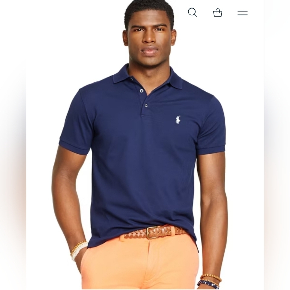 Polo Ralph Lauren cotton Polo French Navy Custom-Fit Stretch-Mesh‎ XXL